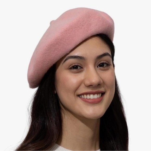 Accessories - Beret French Style Beret Cap Pink LP Patch New